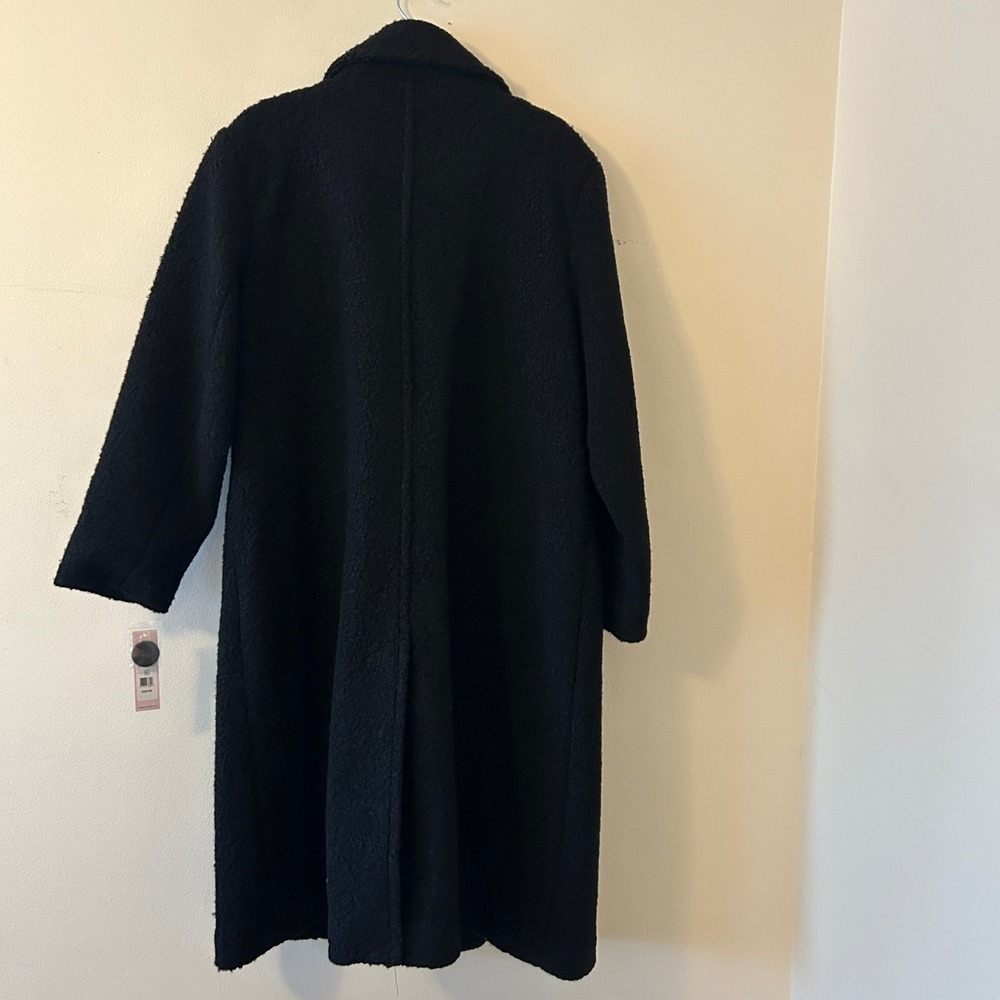 BCBGeneration Black Boucle Wool Blend Double‎ Breasted Long Coat PXL - Picture 4 of 11